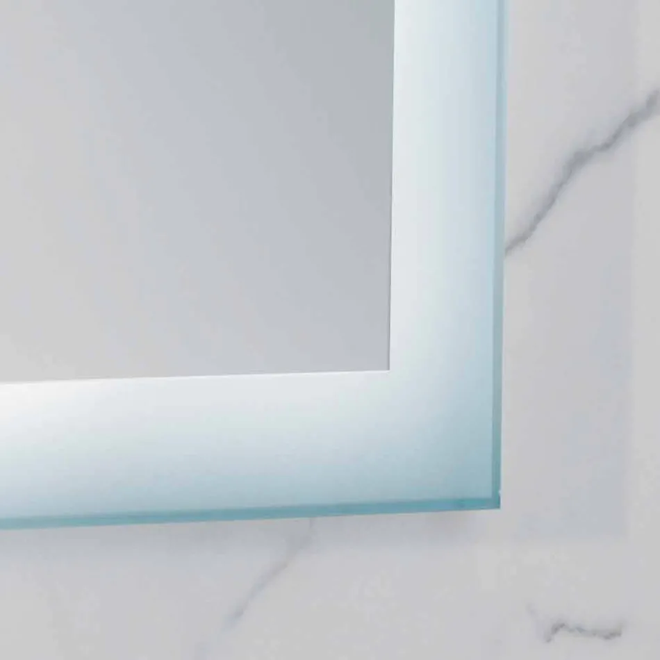 Contemporary mirror with satin glass edges, LED illumination, Ady Viadurini