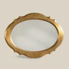 Oval Mirror with Gold Leaf Wood Frame Made in Italy - Florence Viadurini