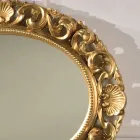 Oval Mirror with Gold Leaf Perforated Wood Frame Made in Italy - Florence Viadurini