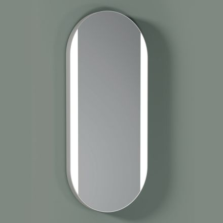 Oval Bathroom Mirror with Side Lights Made in Italy - Albert Viadurini