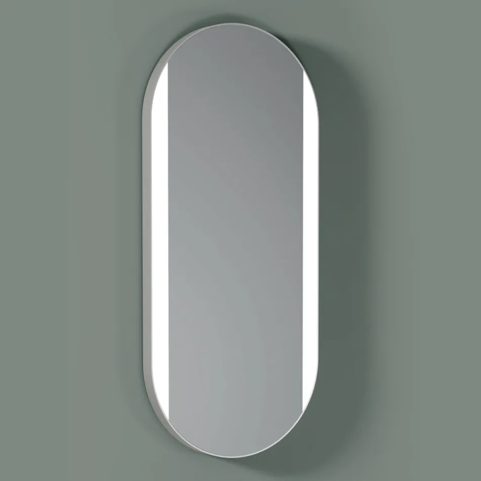 Oval Bathroom Mirror with Side Lights Made in Italy - Albert Viadurini
