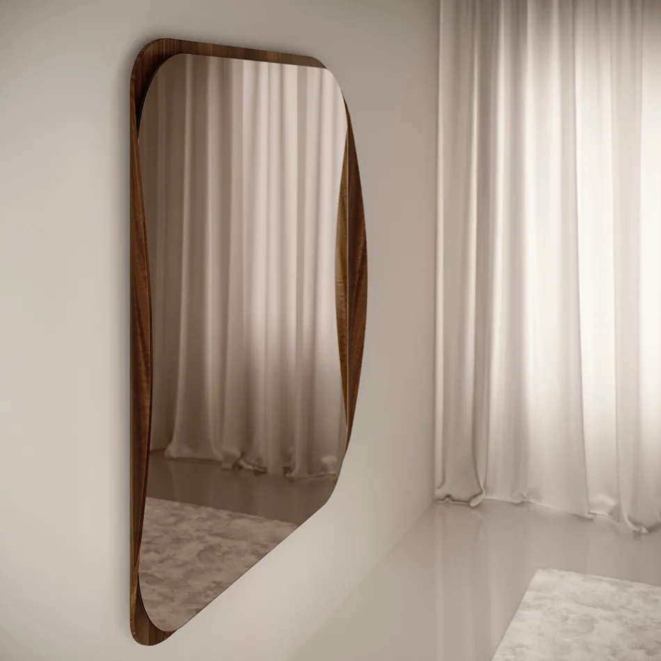 Square Mirror with Wooden Frame, Made in Italy - Vespera Viadurini
