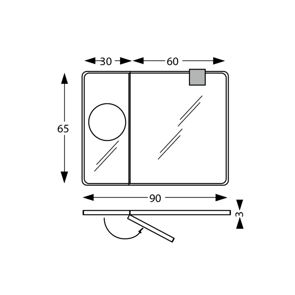 Rectangular Wooden Mirror and Magnifying Mirror Made in Italy - Curie Viadurini