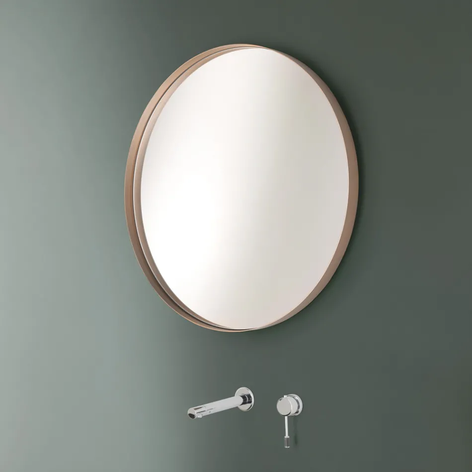 Round Wall Mirror with Bronze, Black, Platinum or Copper Frame - Renga Viadurini