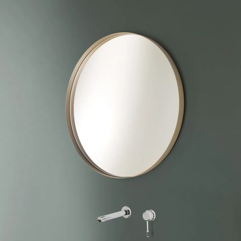 Round Wall Mirror with Bronze, Black, Platinum or Copper Frame - Renga Viadurini