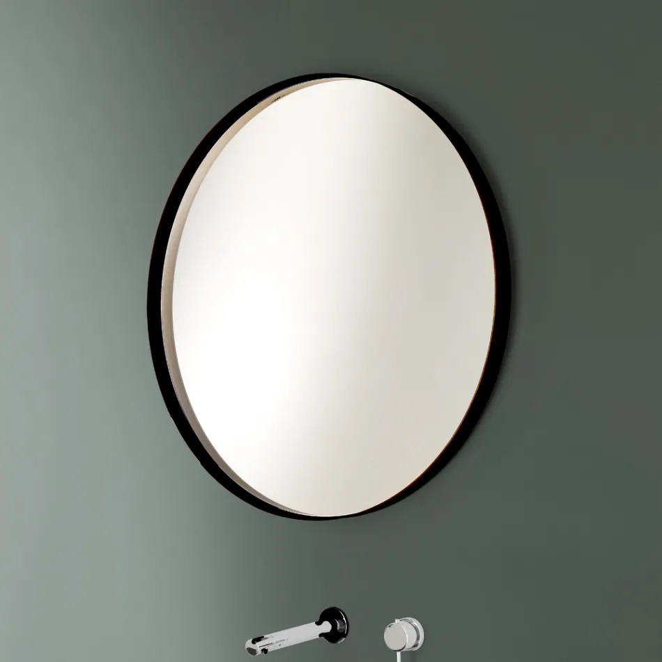 Round Wall Mirror with Bronze, Black, Platinum or Copper Frame - Renga Viadurini