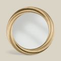 Round Mirror with Luxury Gold Wood Frame Made in Italy - Adelin