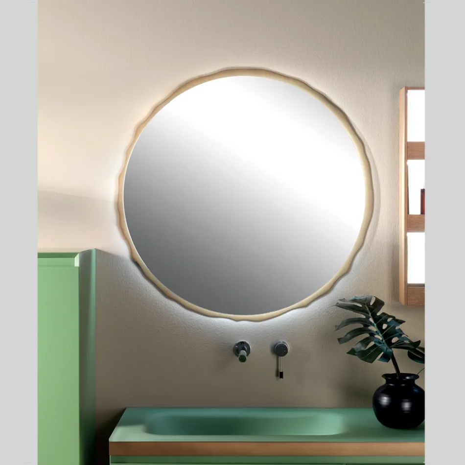 Round Mirror with Integrated LED Lighting Made in Italy - Vinci Viadurini