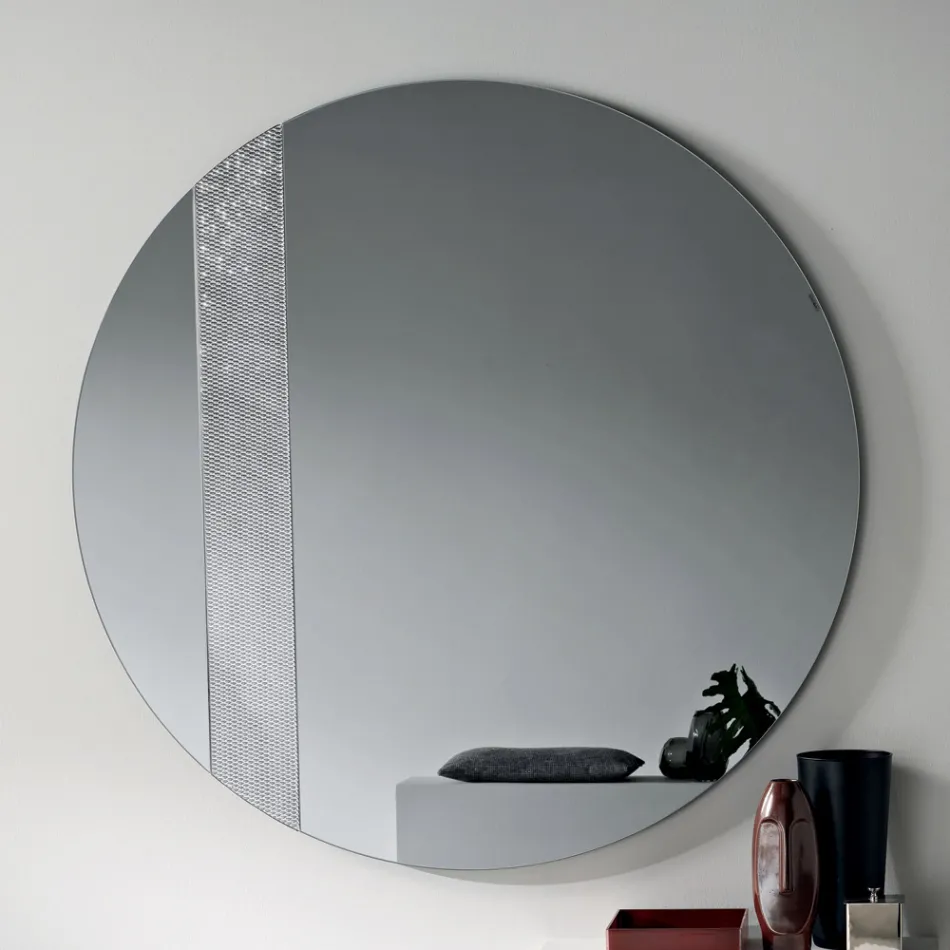Round Mirror with Mesh Insert Made in Italy - Brigitta Viadurini