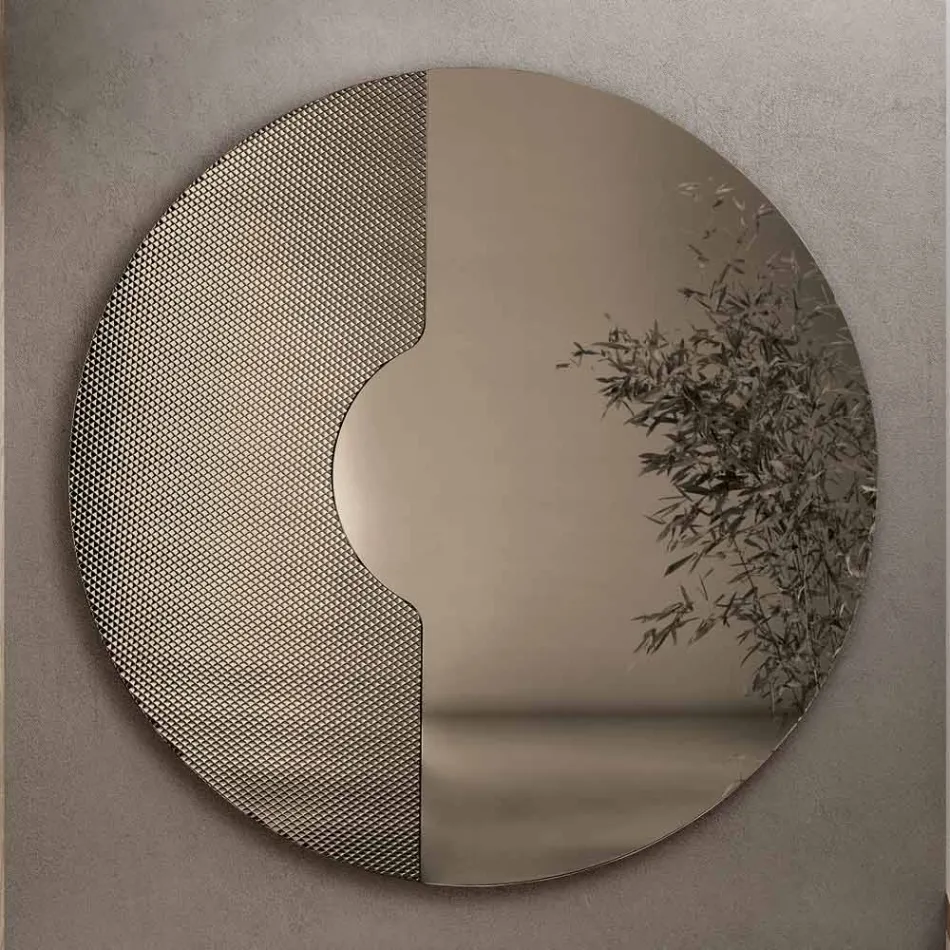 Round Wall Mirror with Mesh Insert Made in Italy - Annabella Viadurini