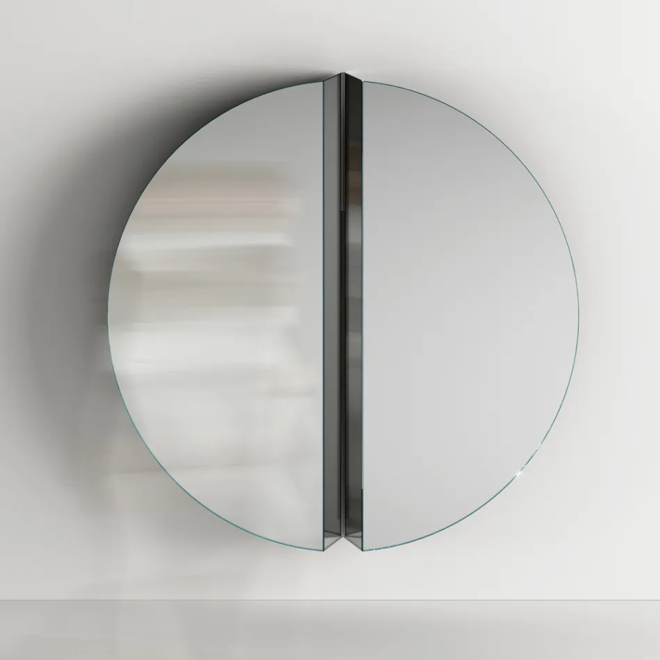 Round Wall Mirror with Central V-Cut that Separates the Panels - Spirit Viadurini