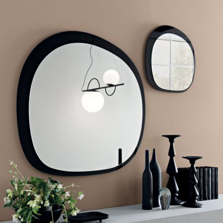 Shaped Mirror Made of Two Overlapping Glass Panels Made in Italy - Alida Viadurini