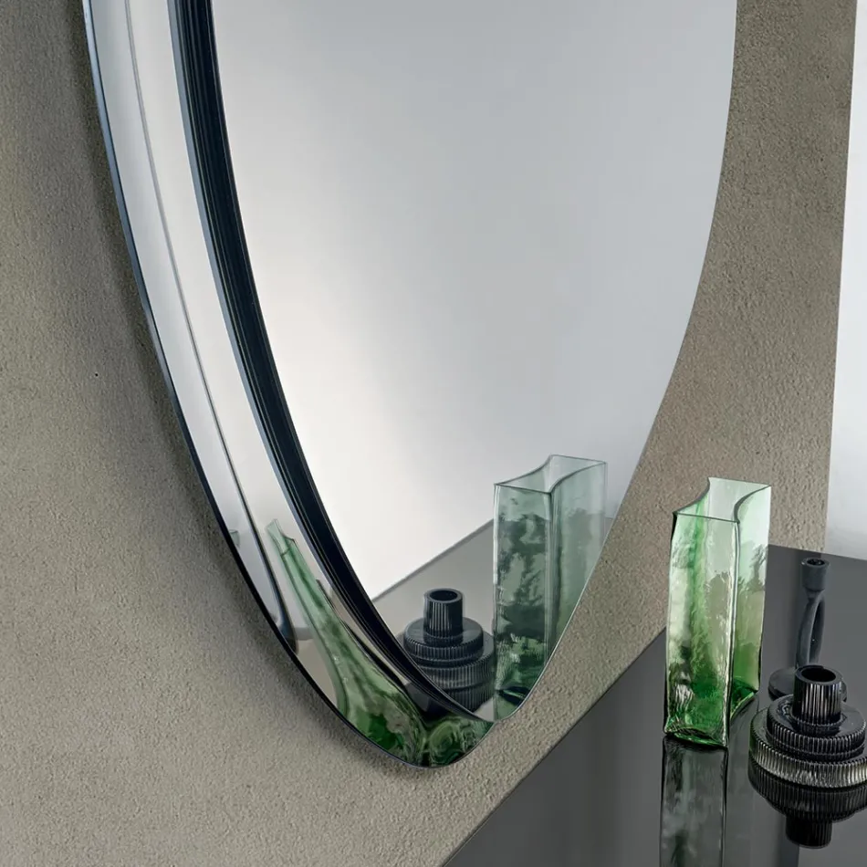 Abigaille Shaped Mirror with Semi-Frame in Fused Glass Made in Italy Viadurini