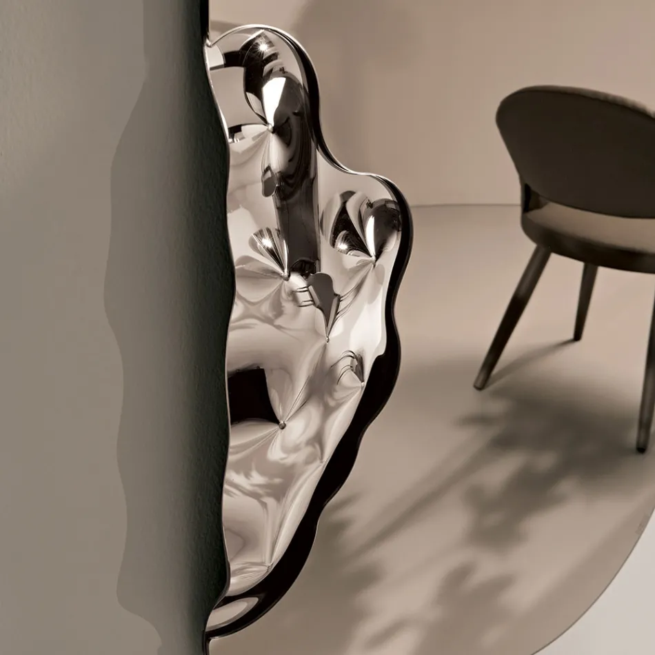 Rectangular Shaped Mirror with Wavy Glass Insert Made in Italy - Adelasia Viadurini