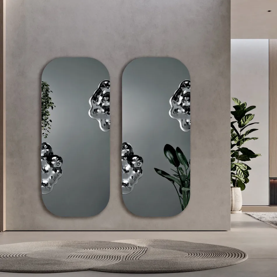 Rectangular Shaped Mirror with Wavy Glass Insert Made in Italy - Adelasia Viadurini