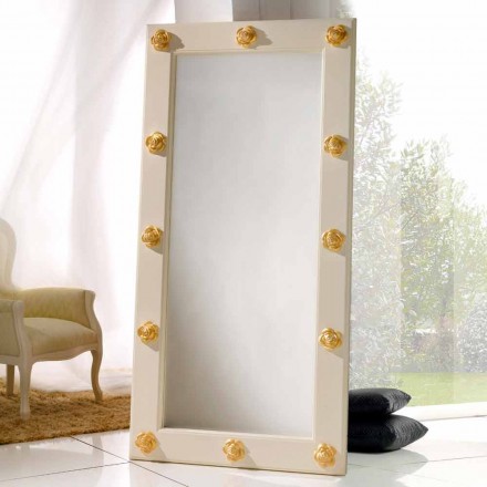 Vertical floor / wall mirror with Abel decorations, handmade Viadurini
