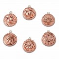 Handmade Tinned Copper Cake Moulds Mixed Design 6 Pieces - Giandaniele