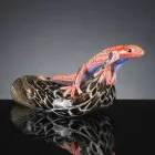 Figurine in the Shape of a Lizard on a Stone in Colored Glass Made in Italy - Certola Viadurini