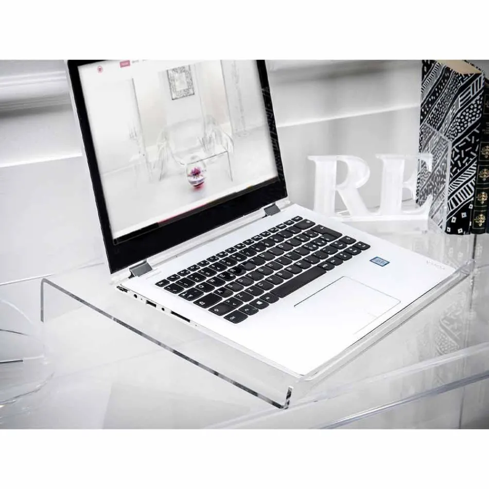 Laptop Stand in Transparent or Smoked Plexiglass Design 2 Pieces - Nerdino Viadurini