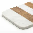 White Carrara Marble and Wood Made in Italy Design Cutting Board - Evea Viadurini