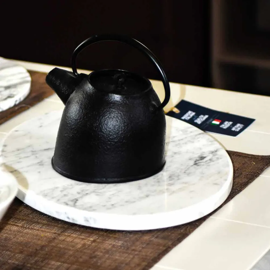 Modern Oval Cutting Board in White Carrara Marble Made in Italy - Masha Viadurini