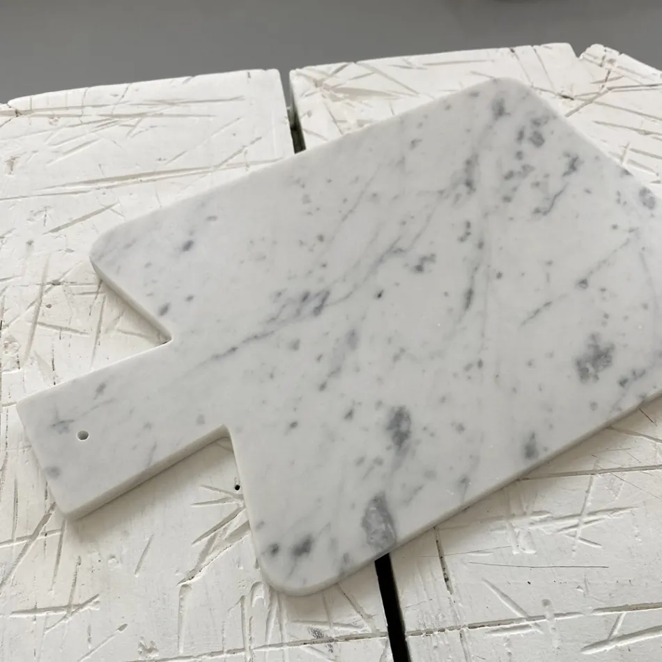 Rectangular cutting board in White Carrara Marble Made in Italy - Ukai Viadurini