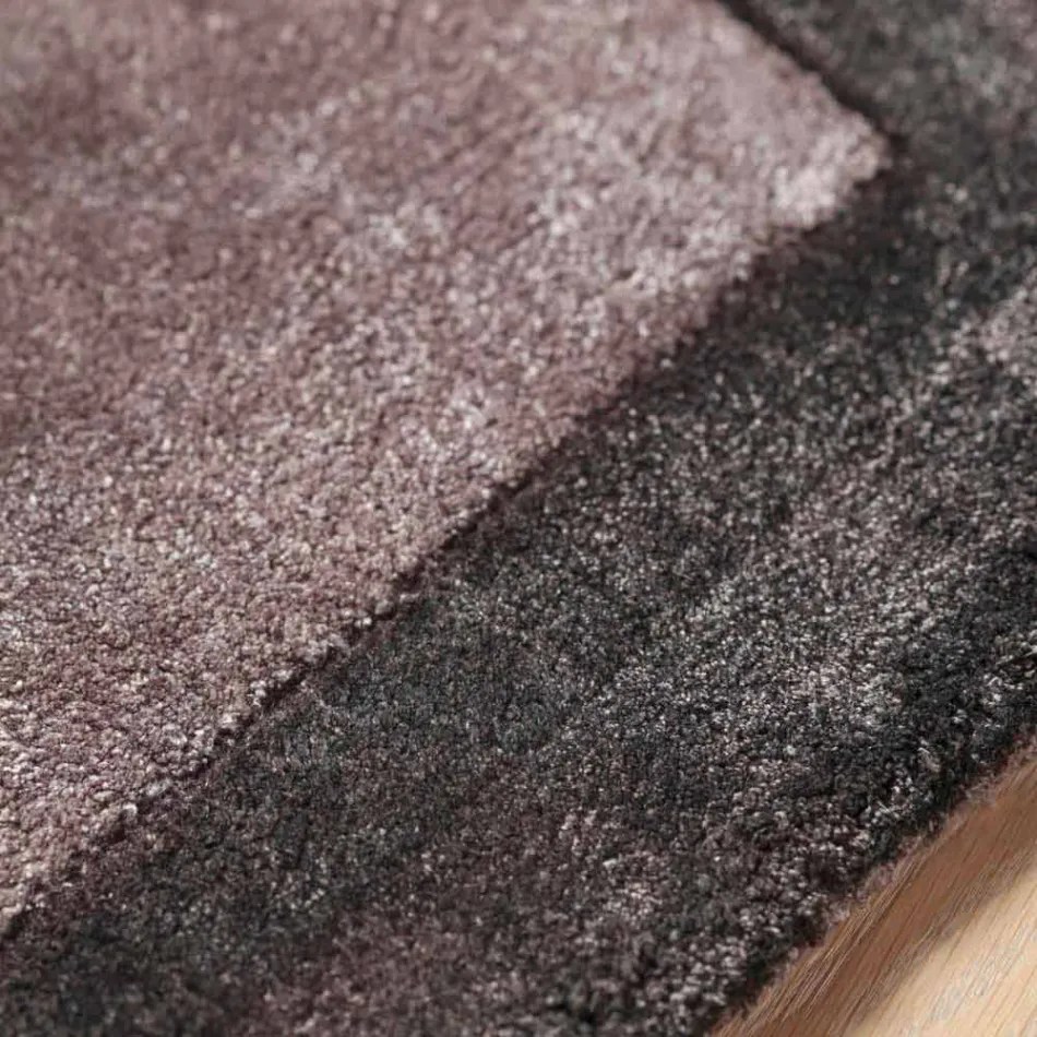 Bordered Rug in Cotton and Colored Viscose for Lounge - Planetarium Viadurini