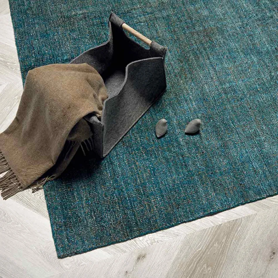 Lounge carpet produced on a manual loom in viscose, wool and cotton - Cristel Viadurini