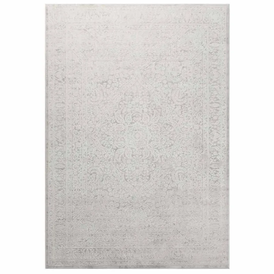 Design Rug with Beige Design in Polyester and Viscose - Occitania Viadurini