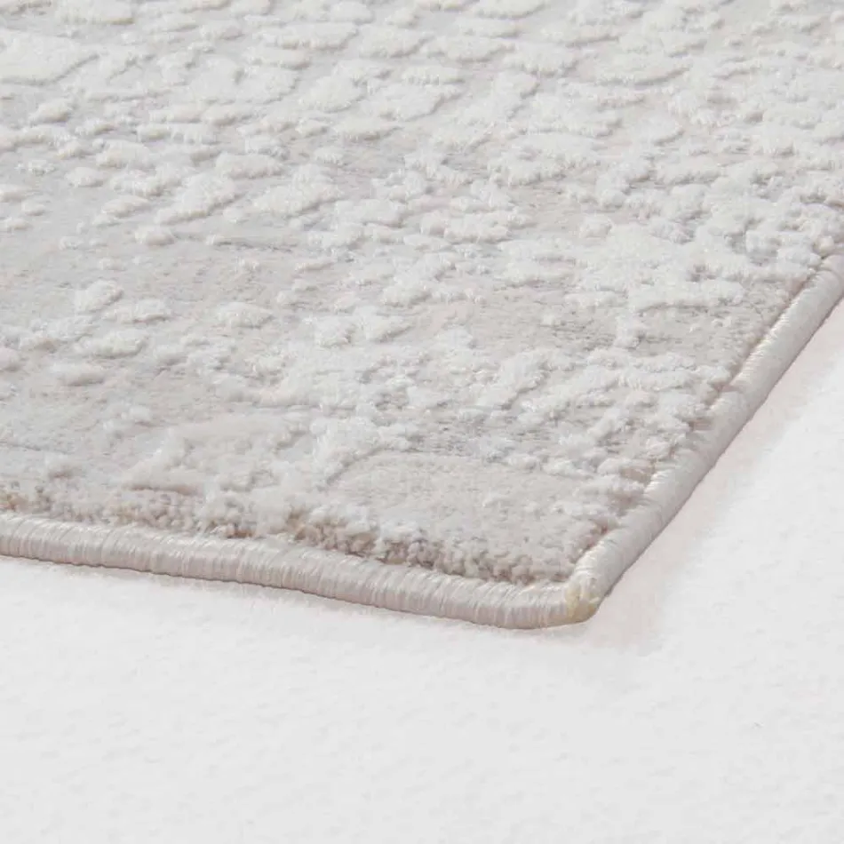 Design Rug with Beige Design in Polyester and Viscose - Occitania Viadurini