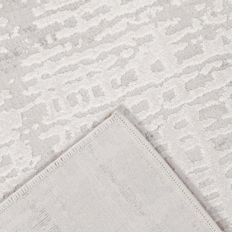 Design Rug with Beige Design in Polyester and Viscose - Occitania Viadurini