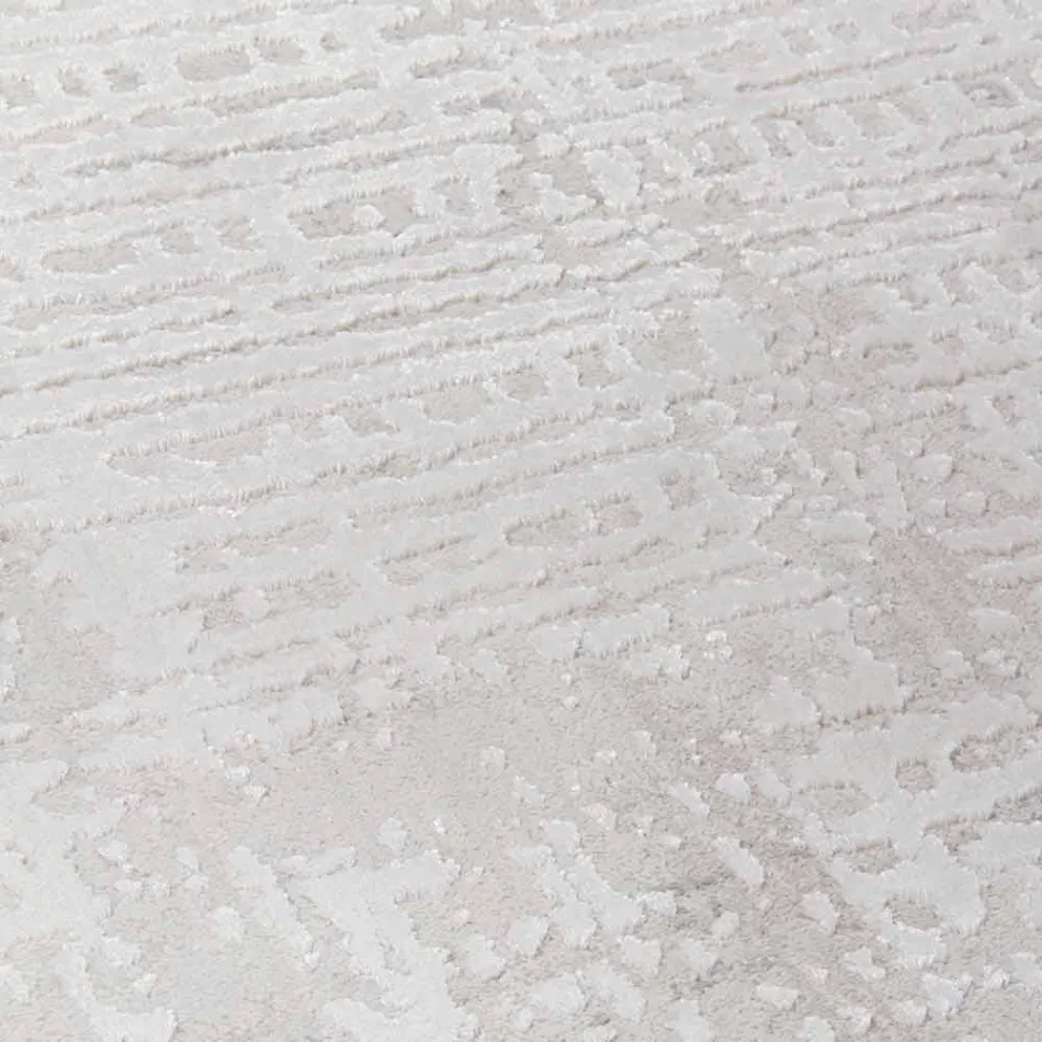 Design Rug with Beige Design in Polyester and Viscose - Occitania Viadurini