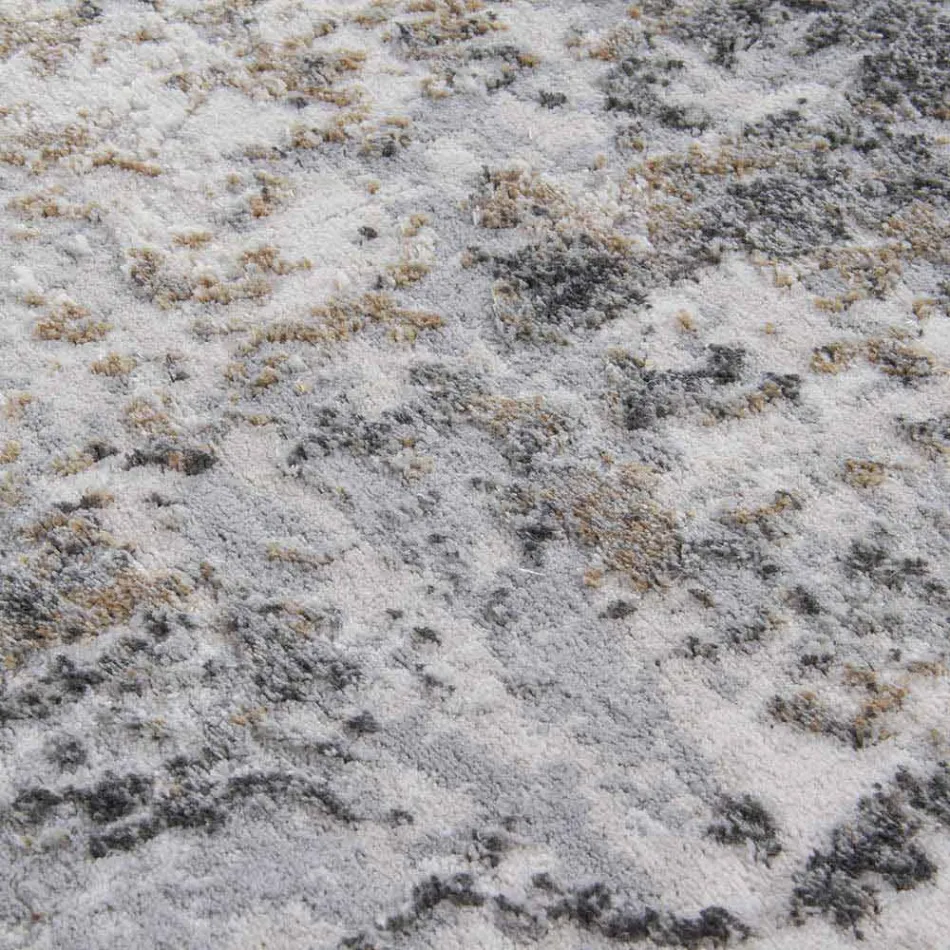 Design Rug with Beige Design in Polyester and Viscose - Occitania Viadurini