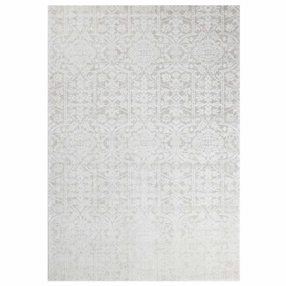 Design Rug with Beige Design in Polyester and Viscose - Occitania Viadurini