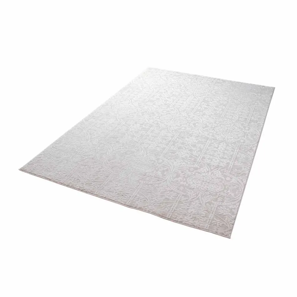 Design Rug with Beige Design in Polyester and Viscose - Occitania Viadurini