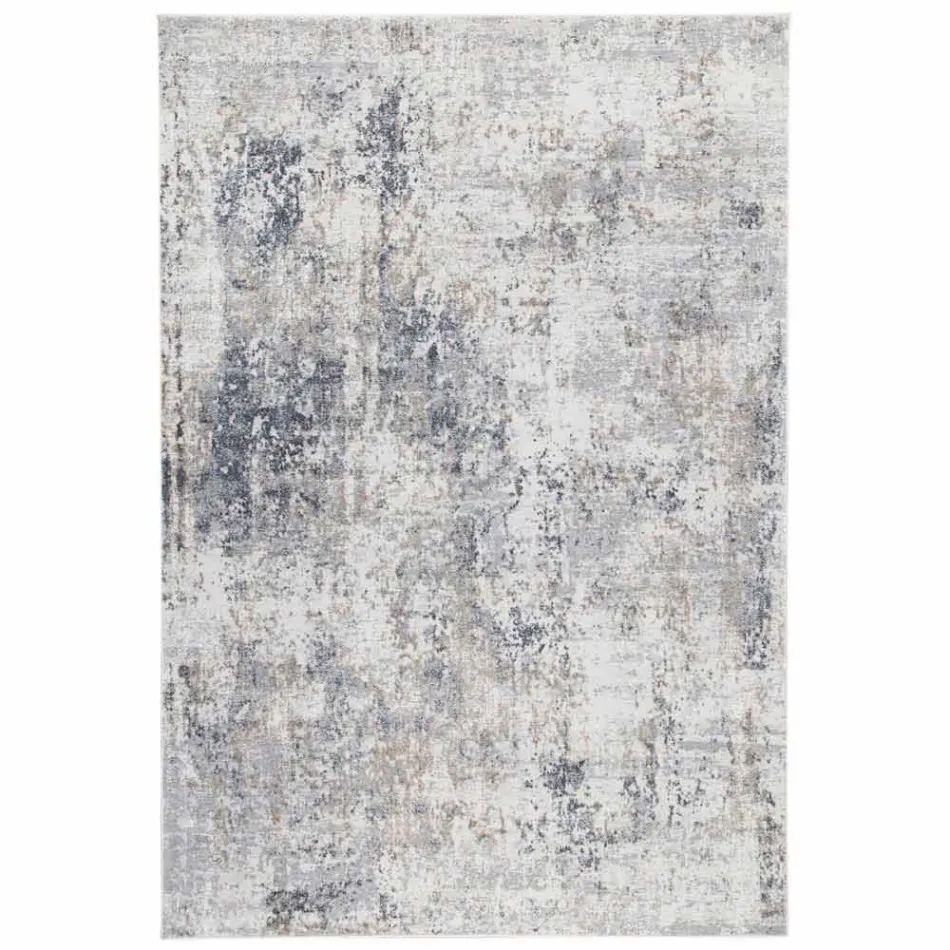 Design Rug with Beige Design in Polyester and Viscose - Occitania Viadurini