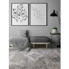 Designer Rug in Viscose and Acrylic Grey Beige with Design - President Viadurini