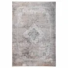 Designer Rug in Viscose and Acrylic Grey Beige with Design - President Viadurini