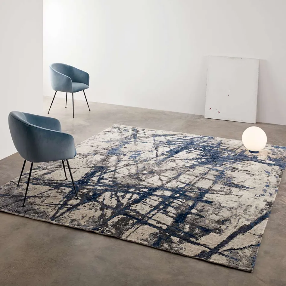 Modern Design Patterned Lounge Carpet in Bamboo Silk and Wool - Laptos Viadurini