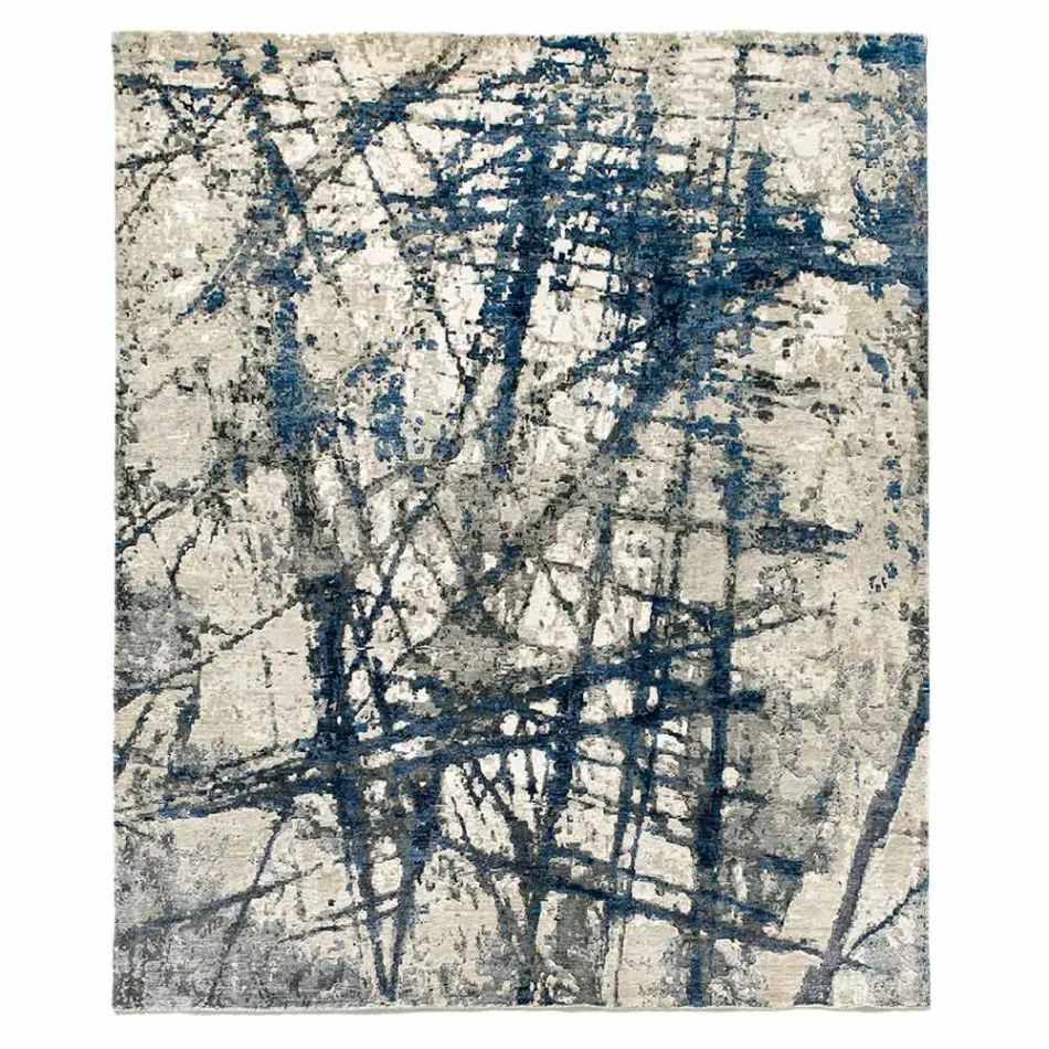 Modern Design Patterned Lounge Carpet in Bamboo Silk and Wool - Laptos Viadurini