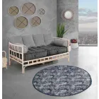 Round Ethnic Rug in Colored Cotton Fabric - Fibre Viadurini