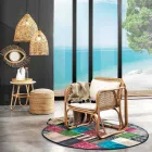 Round Ethnic Rug in Colored Cotton Fabric - Fibre Viadurini