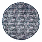 Round Ethnic Rug in Colored Cotton Fabric - Fibre Viadurini