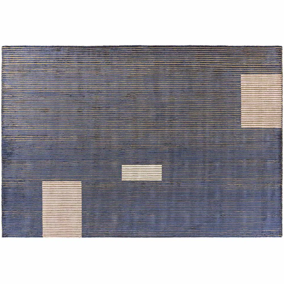 Handmade Modular Colored Viscose Rug Woven in India - Gilberto Viadurini