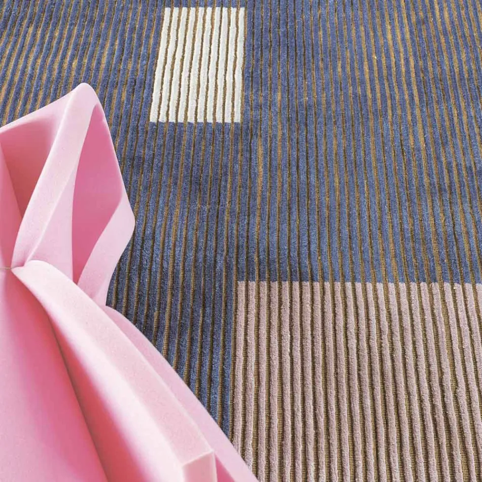 Handmade Modular Colored Viscose Rug Woven in India - Gilberto Viadurini