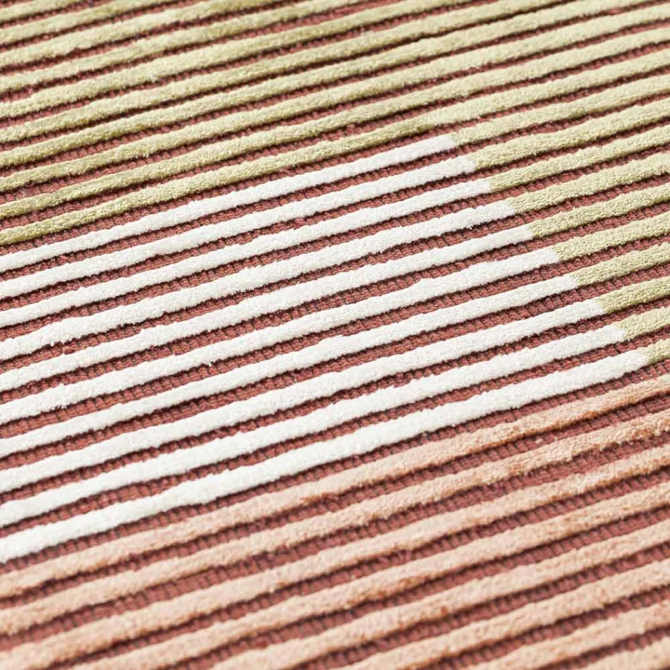 Handmade Modular Colored Viscose Rug Woven in India - Gilberto Viadurini