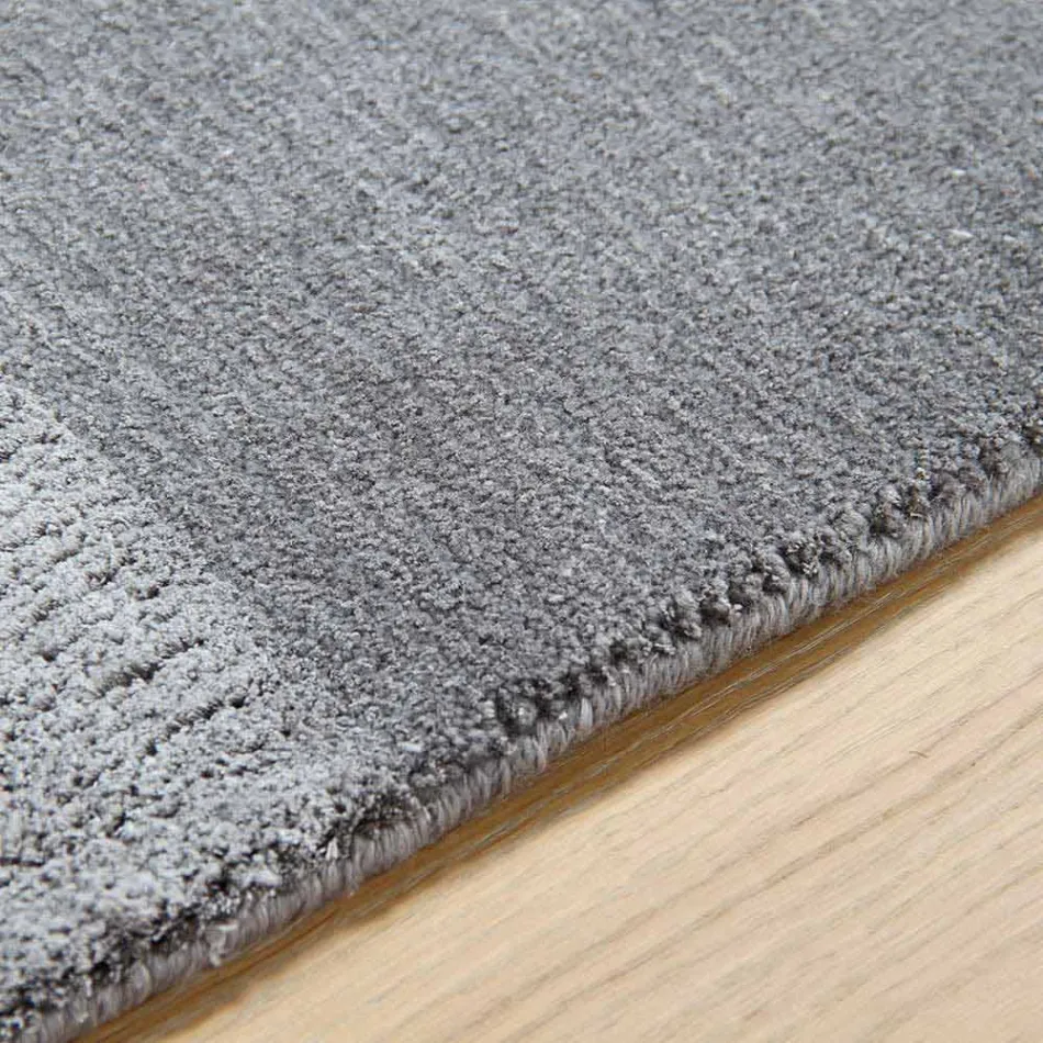 Large Colored Wool and Silk Rug with Modern Design Band - Blend Viadurini