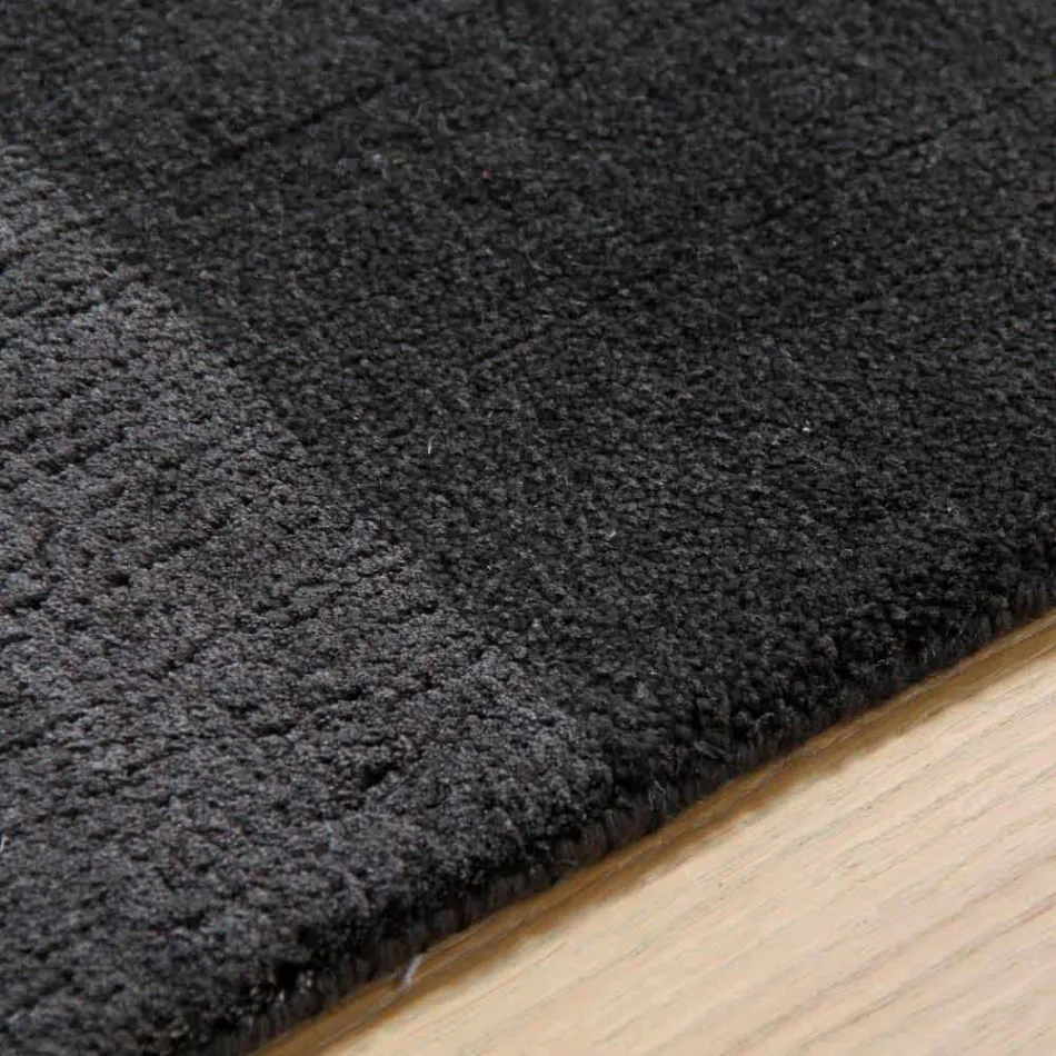 Large Colored Wool and Silk Rug with Modern Design Band - Blend Viadurini