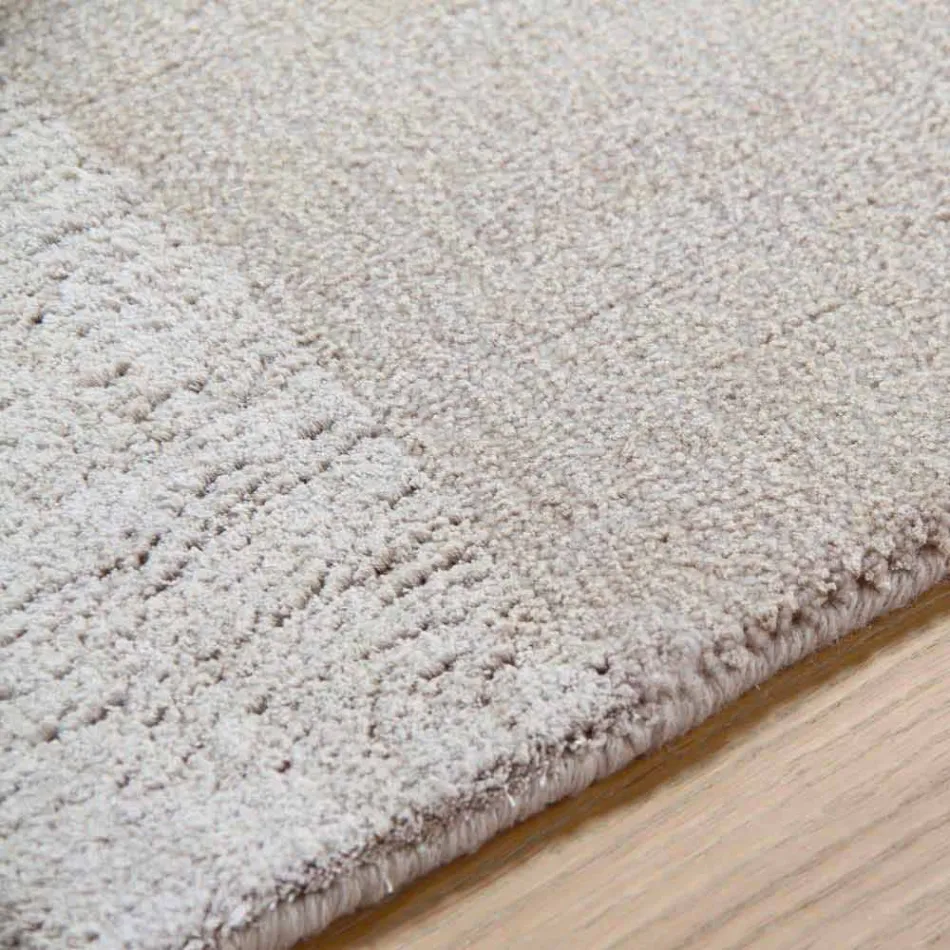 Large Colored Wool and Silk Rug with Modern Design Band - Blend Viadurini