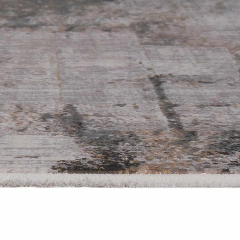 Grey Beige Anti-Slip Rug in Viscose and Acrylic with Design - President Viadurini